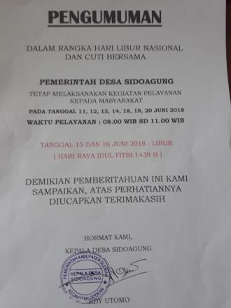 Pemberitahuan Pelayanan Masyarakat